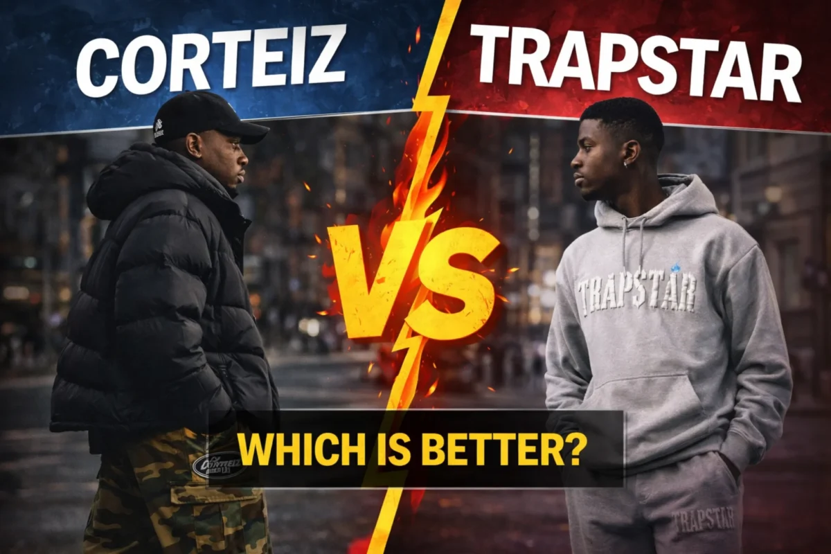 corteiz vs trapstar streetwear comparison outfit with cargos hoodie which is better
